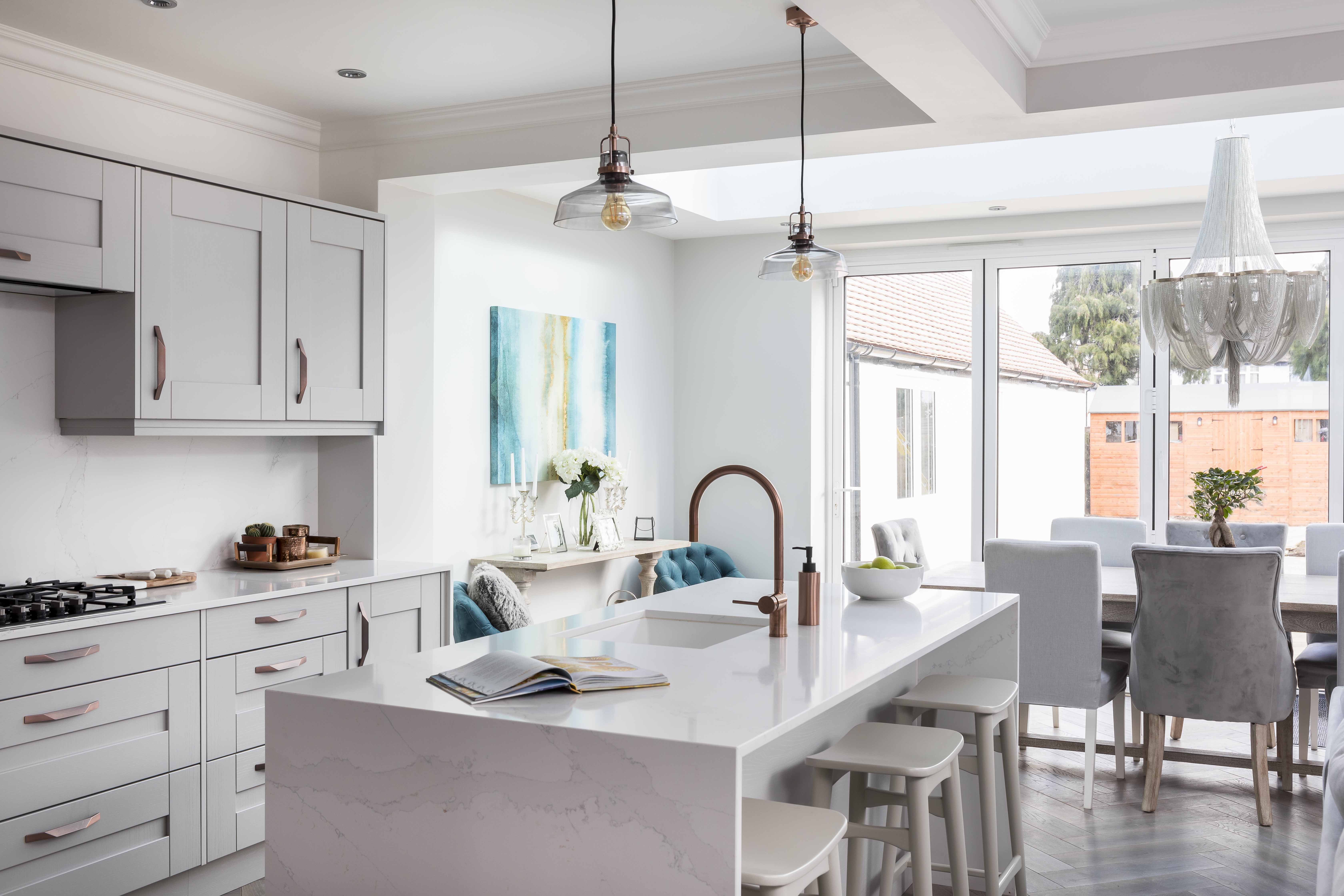 pale white modern shaker style kitchen