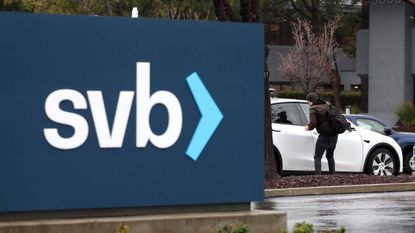 SVB sign for Silicon Valley Bank 