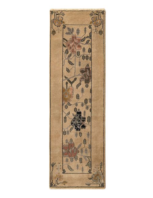 Fiora Hand-Knotted Light Brown New Zealand Wool Runner Rug
