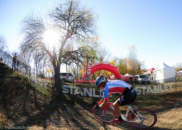 Katie Compton (Trek Cyclocross Collective) off the front of the race