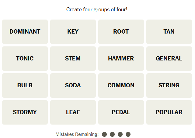 The New York Times Connections puzzle on April 17, 2026
