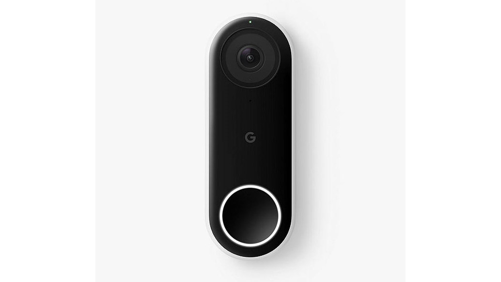 The Google Nest Hello video doorbell on a white background