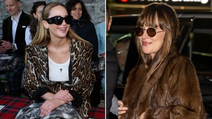 Jennifer Lawrence and Dakota Johnson wearing coordinating outfits