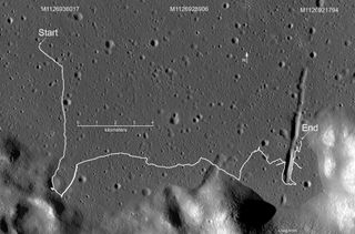 Lunokhod 2's wheeled traverse, as plotted out using imagery captured by NASA's Lunar Reconnaissance Orbiter.
