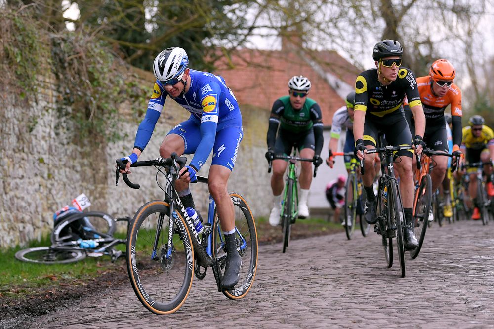 August Jensen (Israel Cycling Academy) on the deck after crashing in Le Samyn