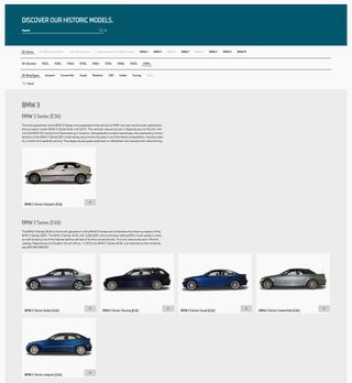 The new archive site contains over 400 BMW models