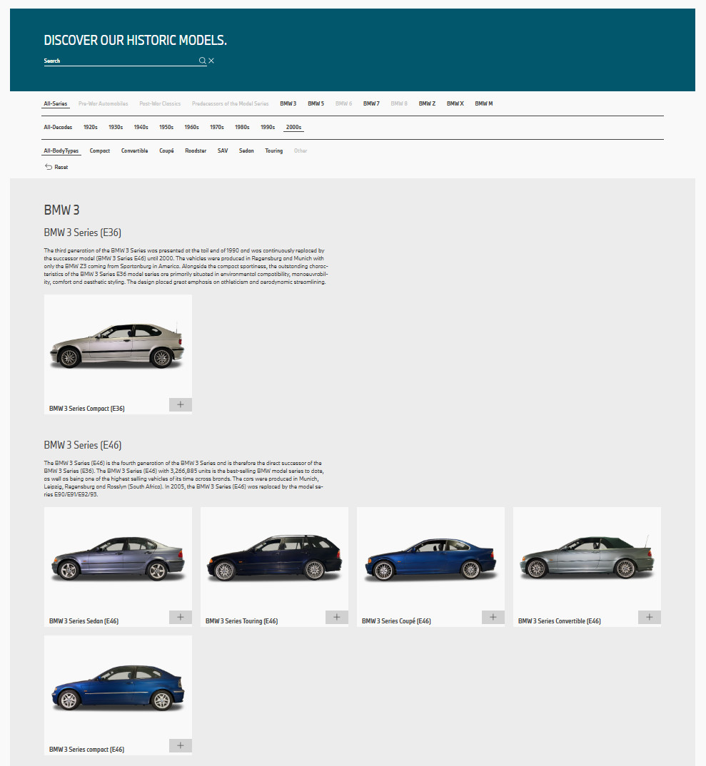 The new archive site contains over 400 BMW models