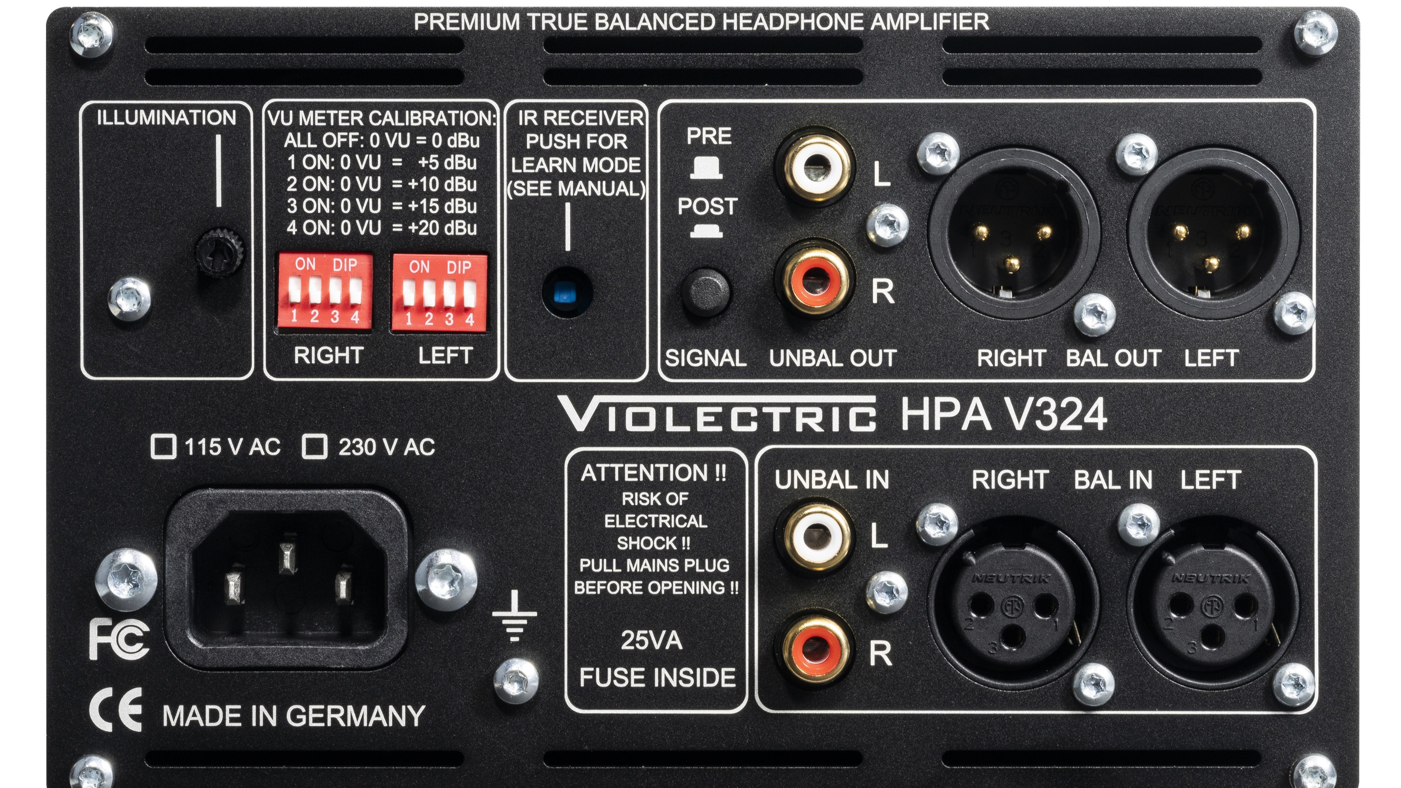 Violectric HPA V324 rear panel shot of connections and inputs/outputs