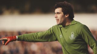 NOTTINGHAM, ENGLAND: Nottingham Forest goalkeeper Peter Shilton in action during a match from the 1979/80 Season at City Ground, Nottingham. (Photo by Duncan Raban/Allsport/Getty Images)