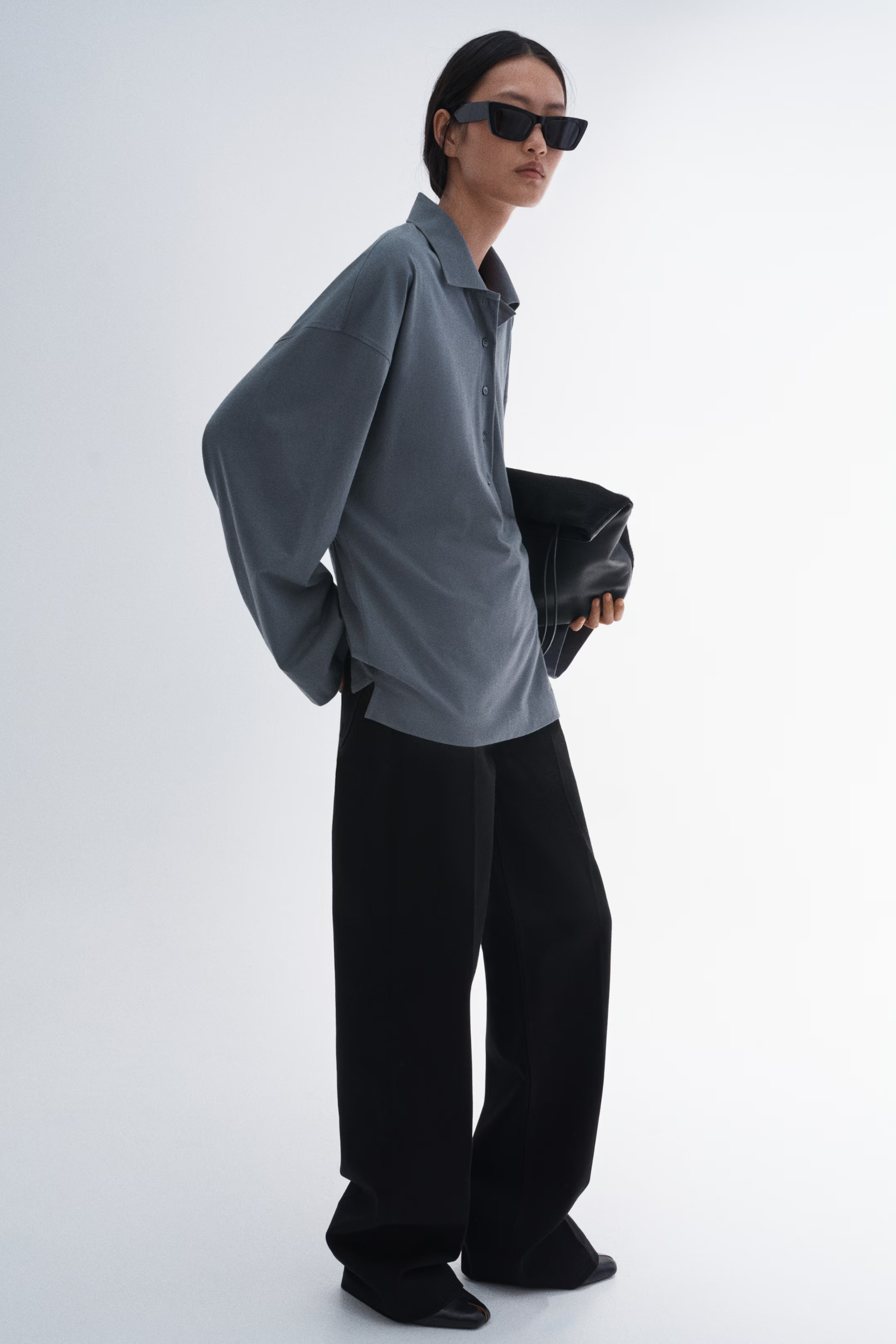H&amp;amp;M, Long-sleeved cotton polo shirt