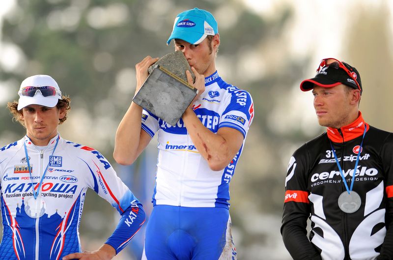 There is one one happy face on the Roubaix podium