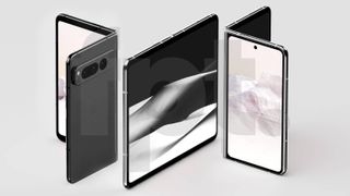 Pixel Fold renders showing the phone in unfolded form
