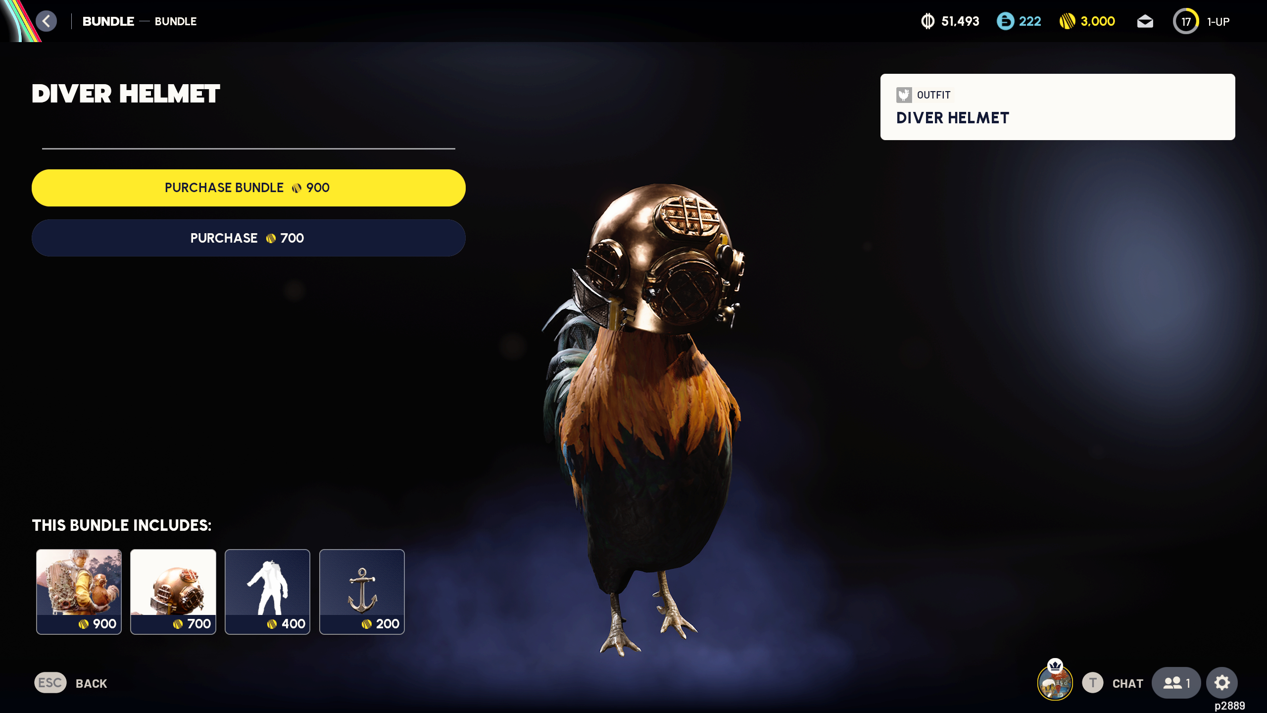 Arc Raiders: The Diver Helmet bundle for Scrappy in the store menu.