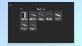 A screenshot showing the supported devices in the Anker Dock Manager App