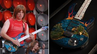 (left) Nigel Tufnel plays his &ldquo;World on Fire&rdquo; guitar onstage with Spinal Tap at the Live Earth Concert at Wembley Stadium in London on July 7, 2007