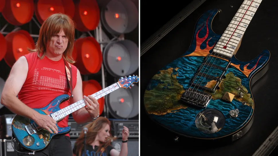 “It’s a genuinely unique instrument – and it always raises a smile”: Nigel Tufnel's “World on Fire” guitar, used during Spinal Tap's Live Earth performance, is headed to auction