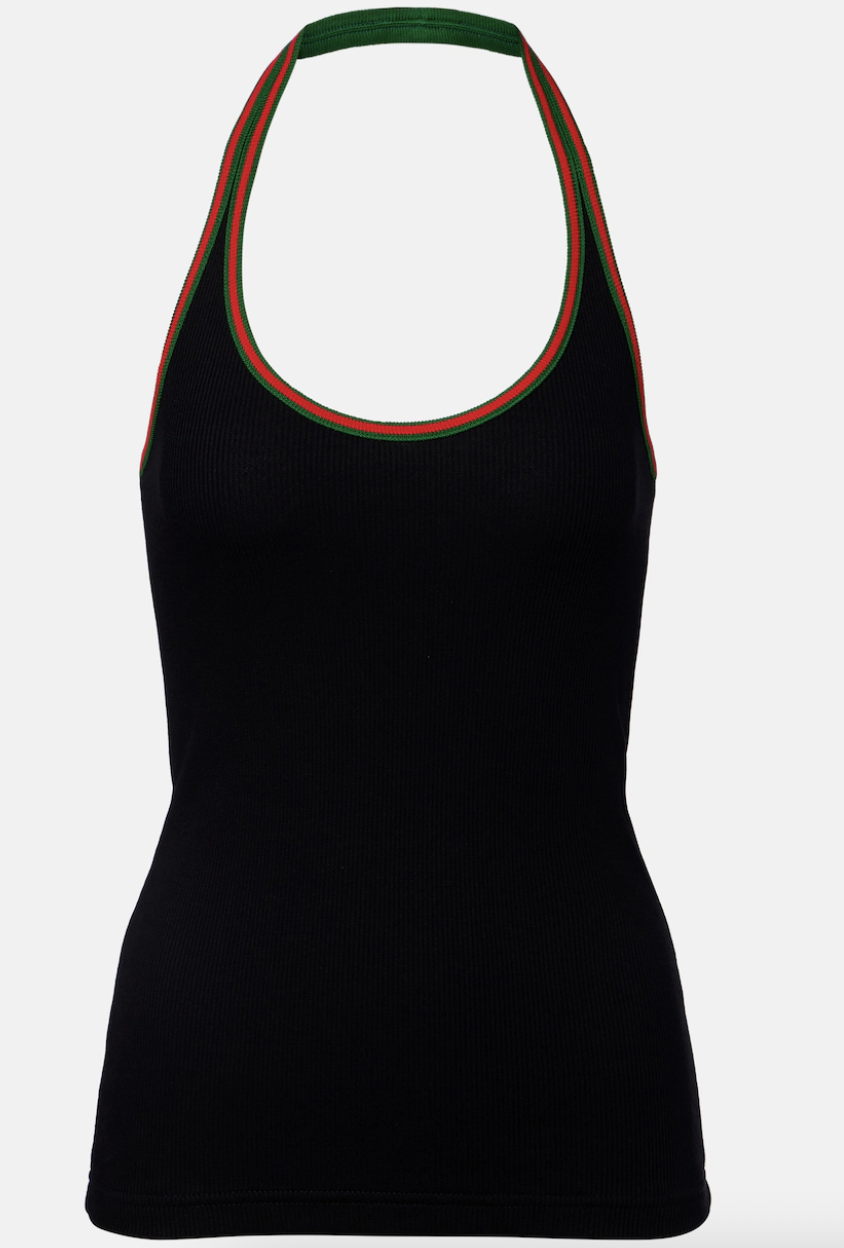 Gucci, Web Stripe cotton-blend jersey top