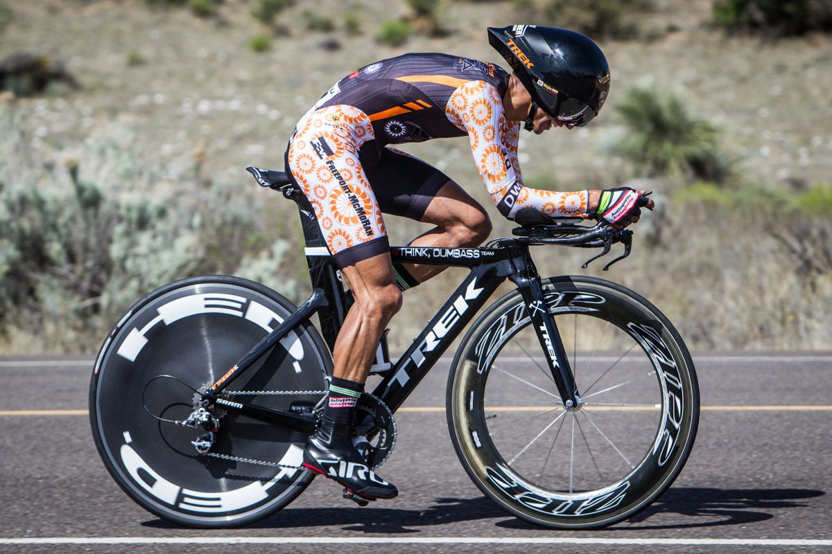 Cristhian Montoya (Orgullo Antioqueno) comes by in the KOM jersey.