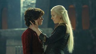 Elliot Grihault as Lucerys and Emma D'Arcy as Rhaenyra in House of the Dragon finale