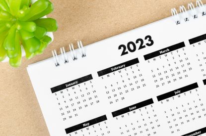 A picture of a calendar with the year 2023 printed at the top