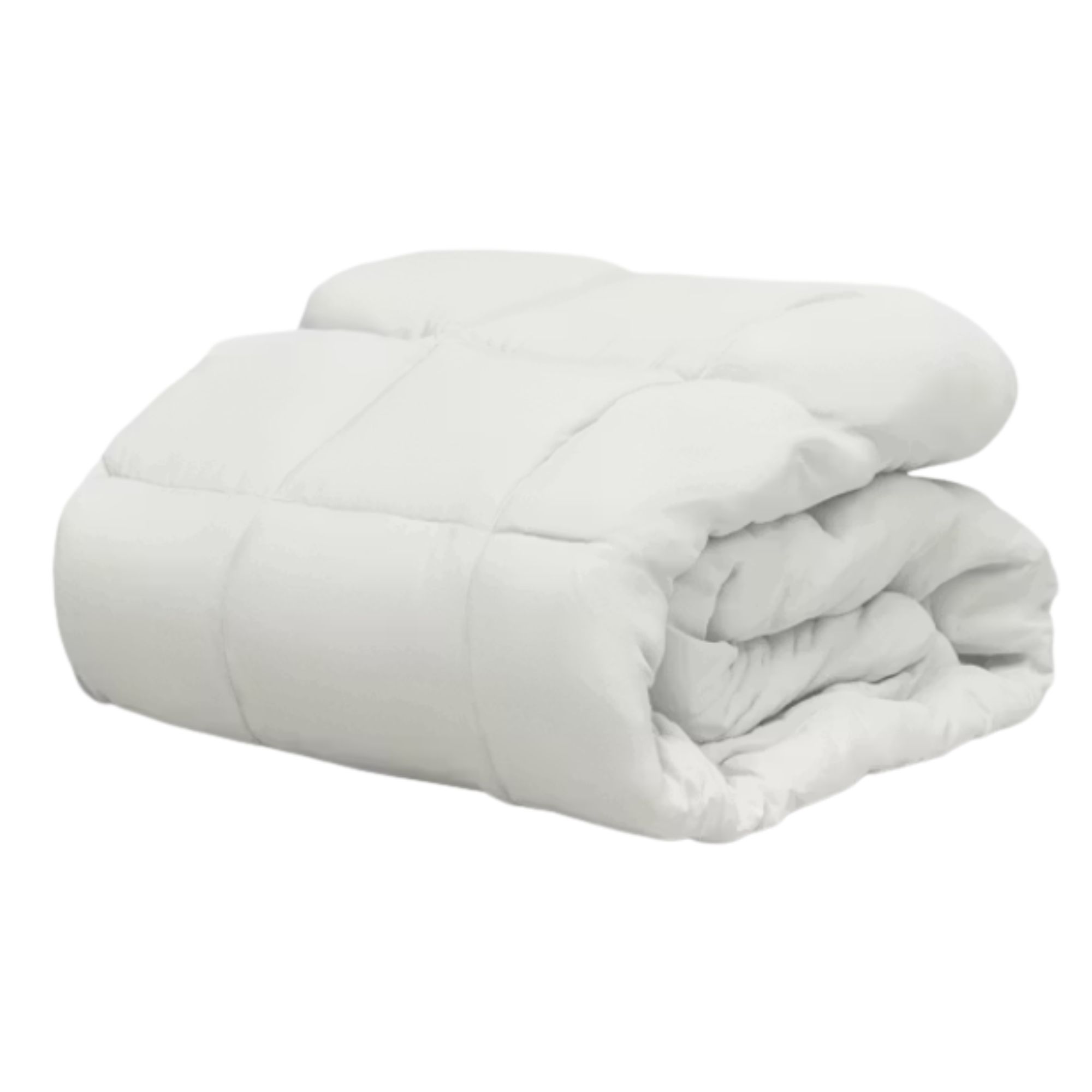 Saatva Down Alternative Duvet Insert in white, folded into a three layer square