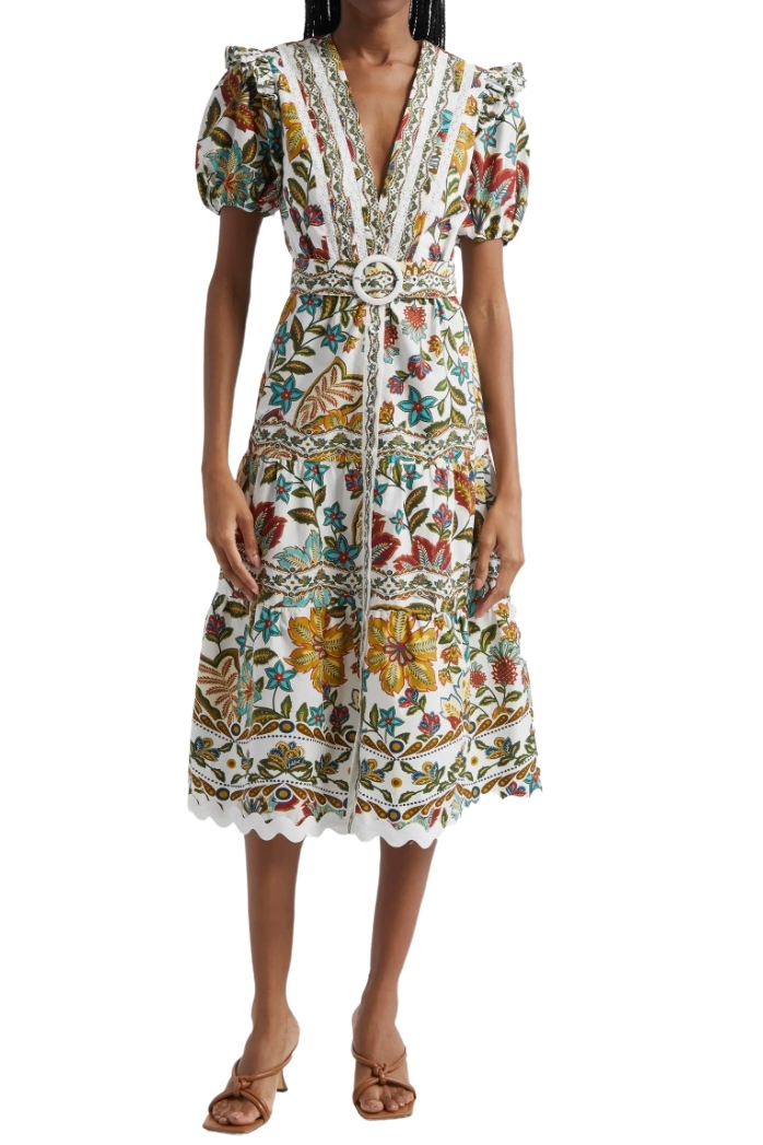 Botanicals Cotton Midi Dress