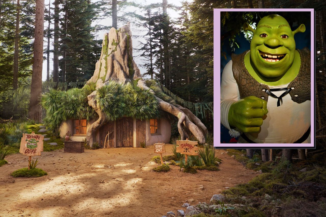 Shrek&#039;s &#039;swamp&#039; Airbnb, drop in of Shrek waxwork