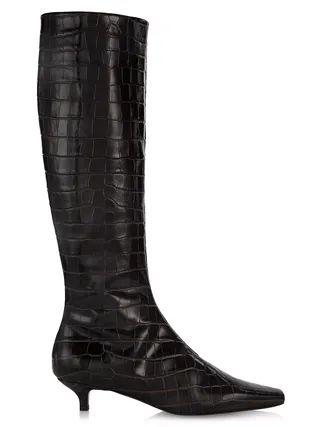 Toteme, Crocodile-Embossed Leather Knee-High Boots