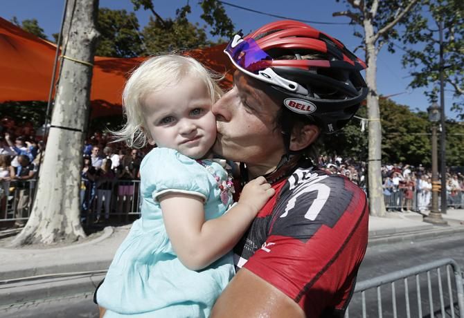 The final stage of the Tour de France on the Champs Elysees is a time for riders like Marcus Burghardt to reunite with their families after three solid weeks away.