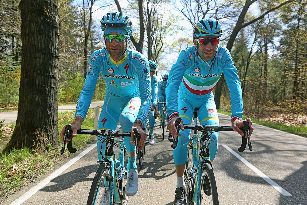 Vincenzo Nibali and Michele Scarponi on the Astana ride.
