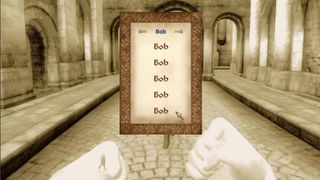 The Oblivion pause menu, all options replaced with Bob