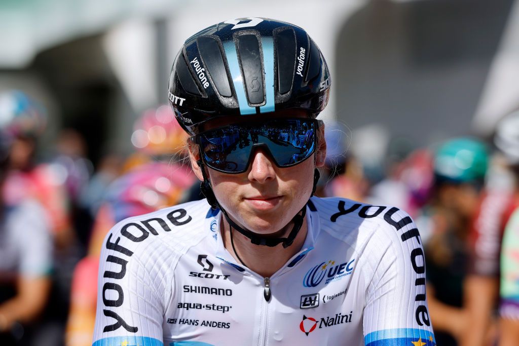 LELYSTAD NETHERLANDS AUGUST 30 Lorena Wiebes of Netherlands and Team DSM prior to the 25th Simac Ladies Tour 2022 Stage 1 a 1412km stage from Lelystad to Lelystad SLT2022 UCIWWT on August 30 2022 in Lelystad Netherlands Photo by Bas CzerwinskiGetty Images