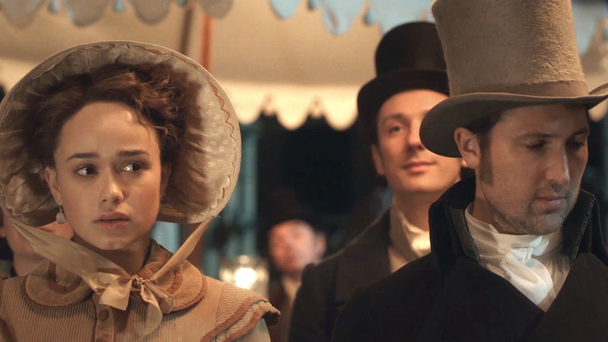 charlotte and colbourne sitting at a concert together on sanditon