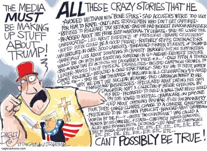 Political cartoon U.S. lies Media Trump supporters