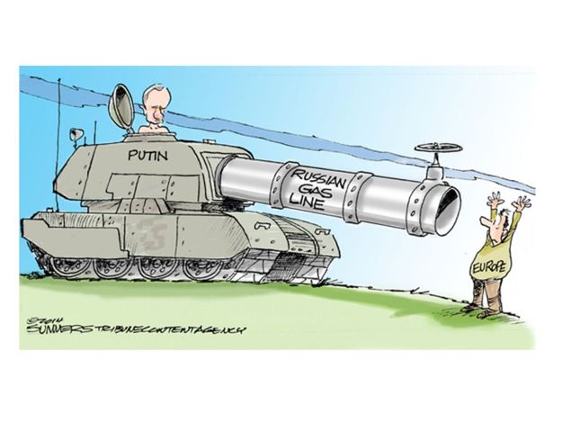 Political cartoon Russian gas line