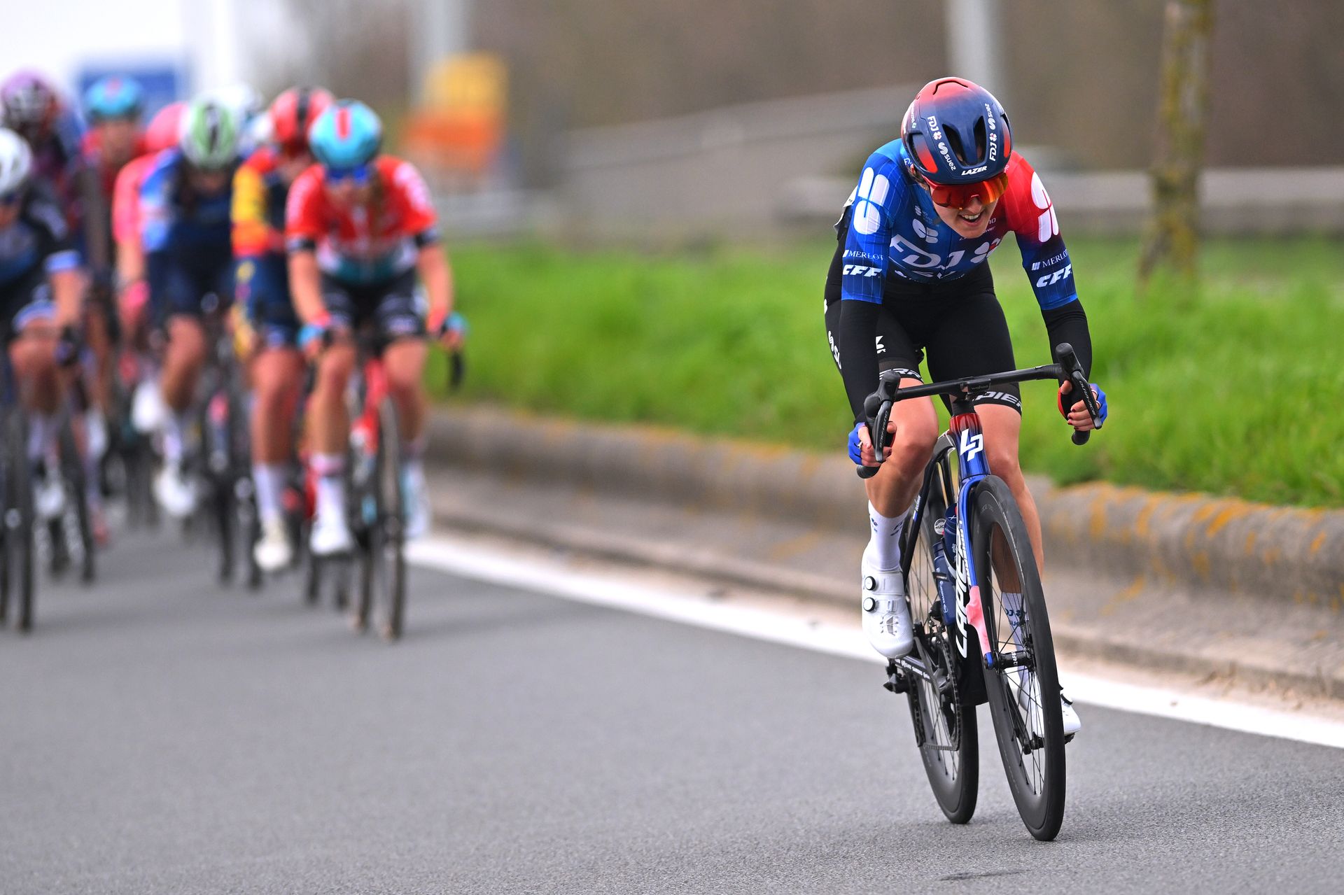 Nina Buiijsman rides ahead of the peloton