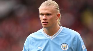 Erling Haaland of Manchester City looks on during a match