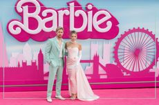 Ryan Gosling (left) and Margot Robbie (right) at the London premiere of the Barbie movie