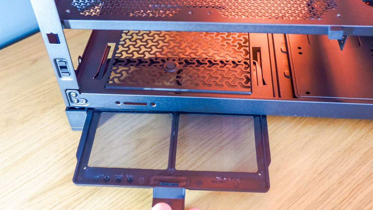 A Corsair Frame 4000D case with various features designed for both Corsair's own iCUE ecosystem and for the benefit of system builders.