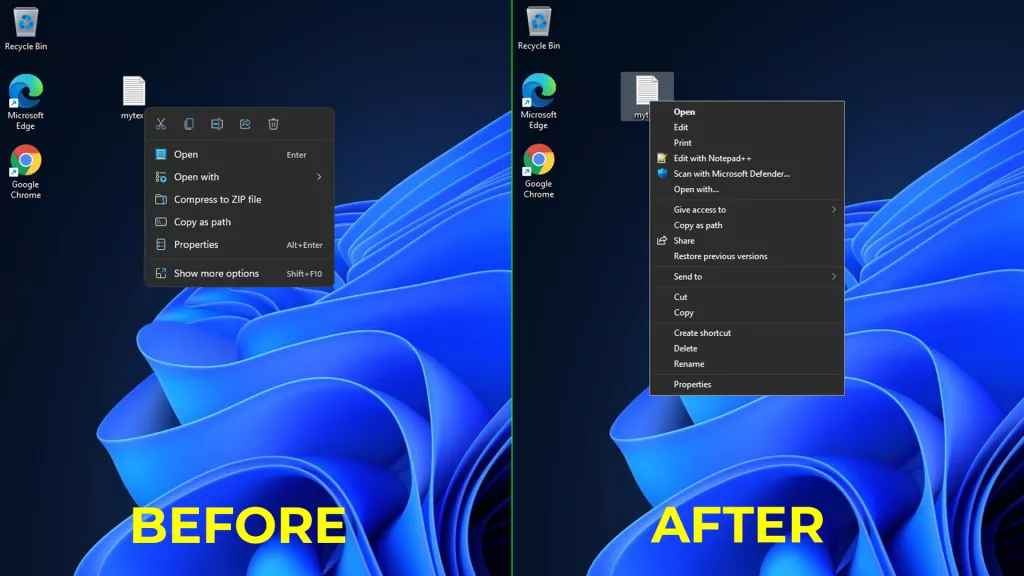 Full context menus