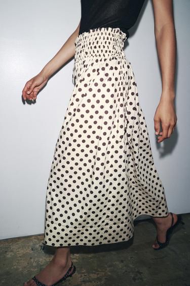 Zw Collection Polka Dot Midi Skirt