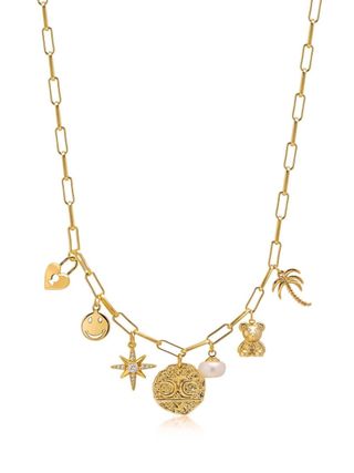 Cable-Link Gold-Plated Charm Necklace