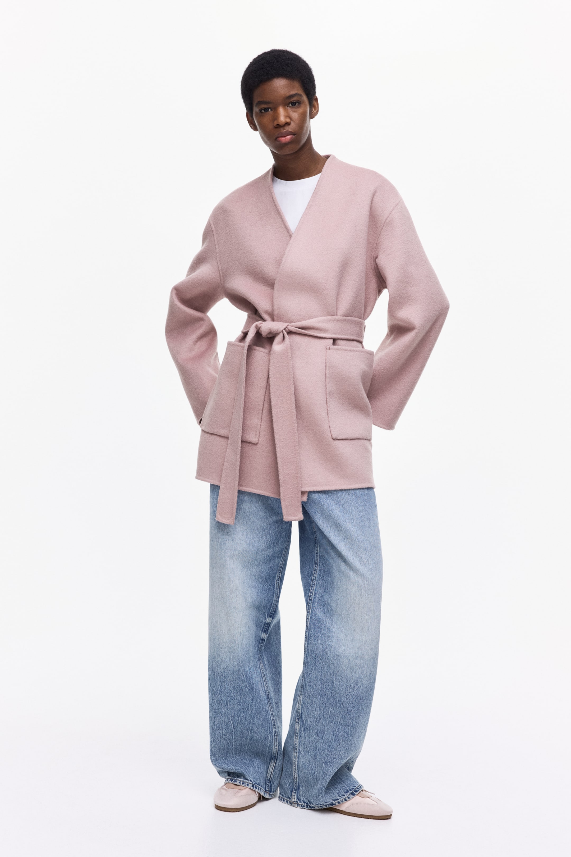 Handmade Wool-Blend Coat - Dusty Pink