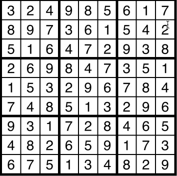 A solved sudoku.