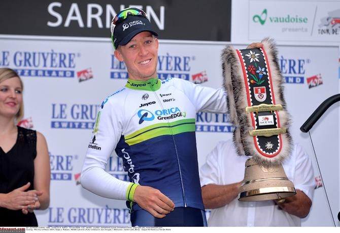 Cameron Meyer (Orica GreenEdge) wins the second stage at the Tour de Suisse