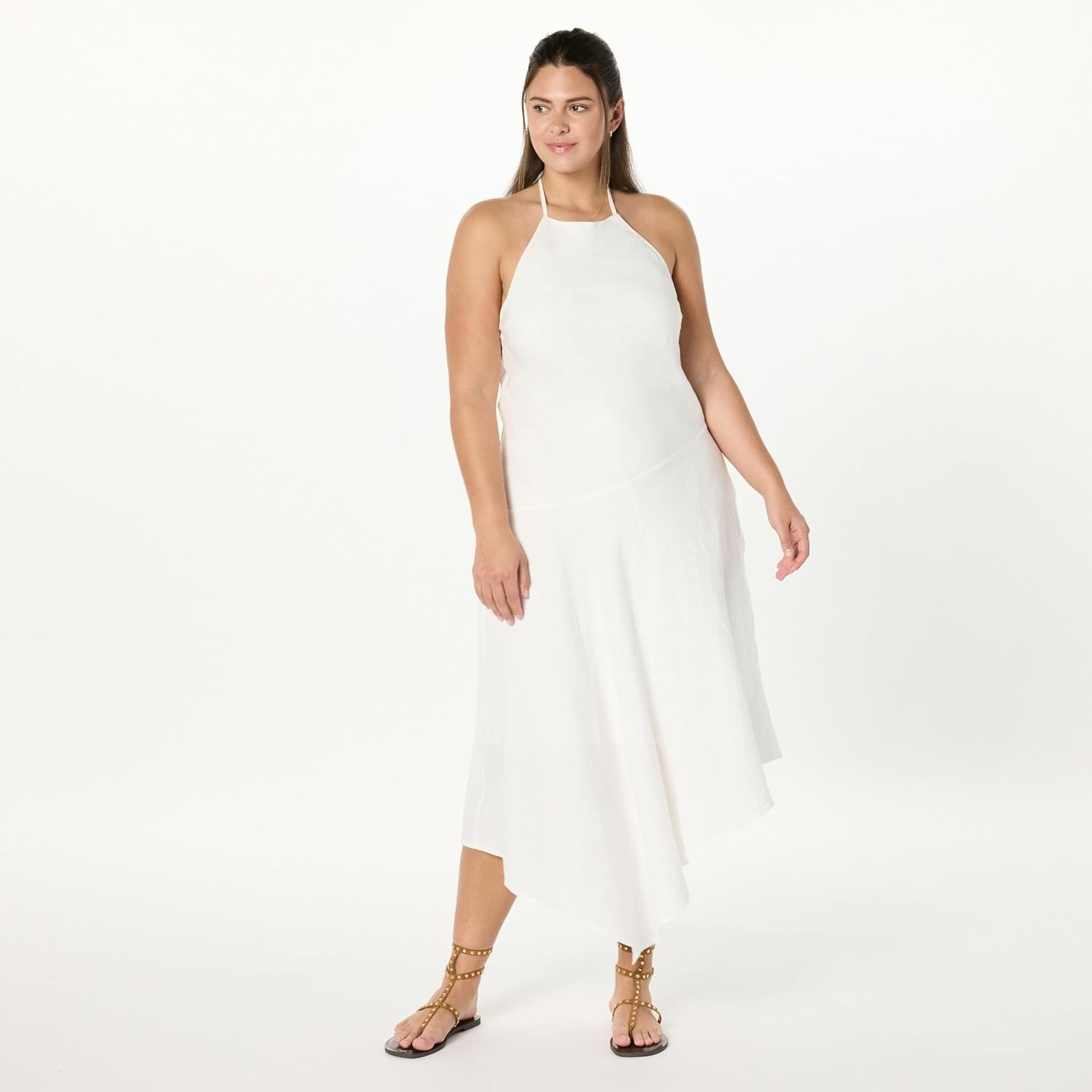 The Drop, The Drop Women’s Ciga Halter Linen Maxi Dress, White, Xs