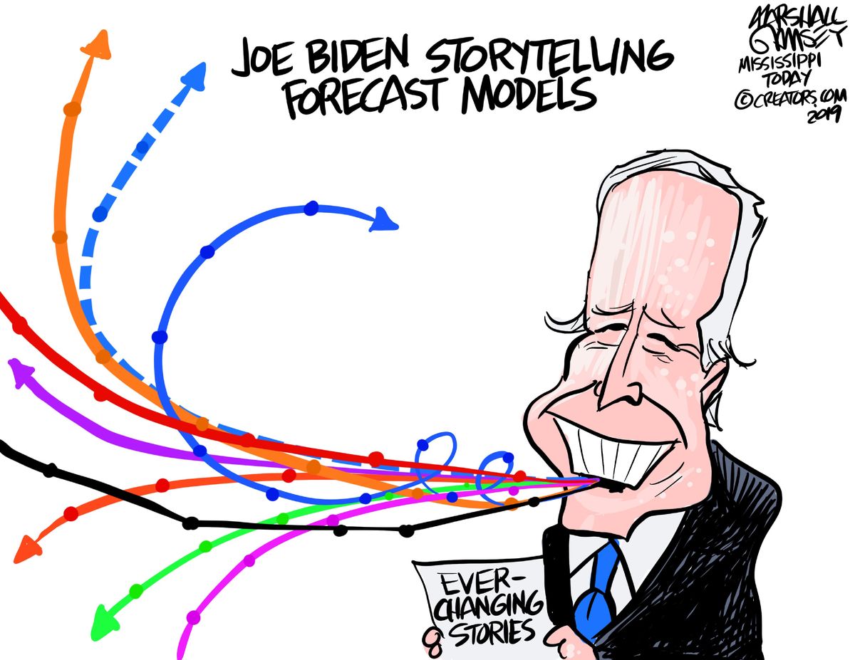 Political Cartoon U.S. Joe Biden war story gaffe The Week