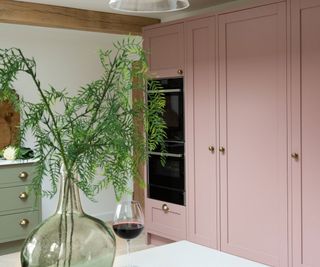 pink shaker kitchen