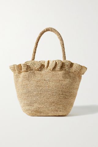 Cyrus Ruffled Raffia Tote