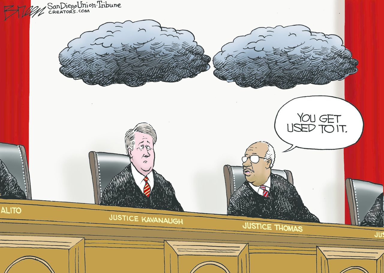 Political cartoon U.S. Brett Kavanaugh Clarence Thomas sexual assault allegations supreme court